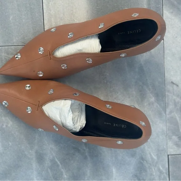 Celine Brown Crystal embellished Nappa pumps Size 9.5 - Picture 6 of 6